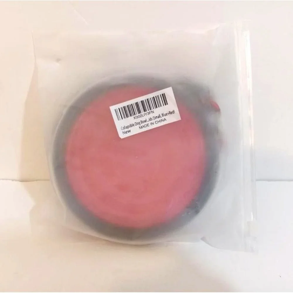 Collapsible Dog Bowl Red Blue Size Small Travel Food Water Dish Feeder Silicone
